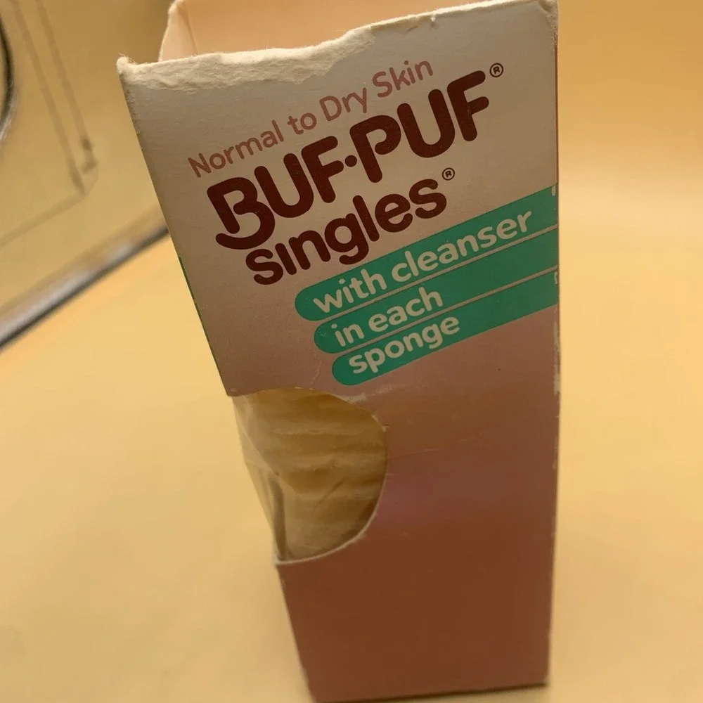 Vintage 32 Pack BUF PUF Singles Normal To Dry Skin Deep Clean Facial Sponges
